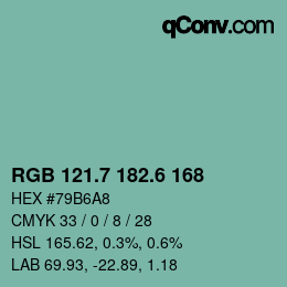 カラーコード: RGB 121.7 182.6 168 | qconv.com