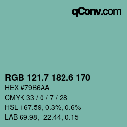 カラーコード: RGB 121.7 182.6 170 | qconv.com