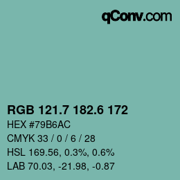カラーコード: RGB 121.7 182.6 172 | qconv.com