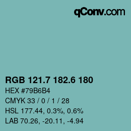 カラーコード: RGB 121.7 182.6 180 | qconv.com