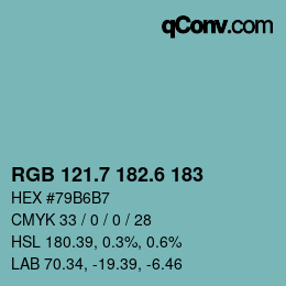 カラーコード: RGB 121.7 182.6 183 | qconv.com