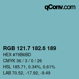 カラーコード: RGB 121.7 182.6 189 | qconv.com