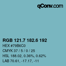 カラーコード: RGB 121.7 182.6 192 | qconv.com
