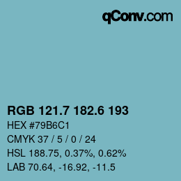 カラーコード: RGB 121.7 182.6 193 | qconv.com