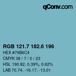 カラーコード: RGB 121.7 182.6 196 | qconv.com