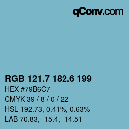 カラーコード: RGB 121.7 182.6 199 | qconv.com