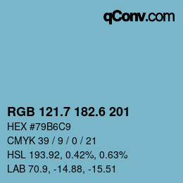 カラーコード: RGB 121.7 182.6 201 | qconv.com