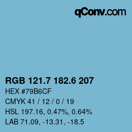 カラーコード: RGB 121.7 182.6 207 | qconv.com