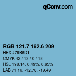 カラーコード: RGB 121.7 182.6 209 | qconv.com