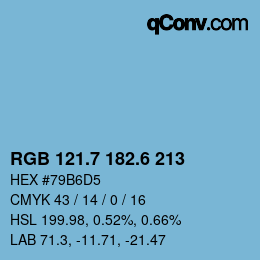 カラーコード: RGB 121.7 182.6 213 | qconv.com