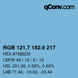 カラーコード: RGB 121.7 182.6 217 | qconv.com
