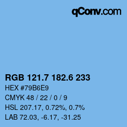 カラーコード: RGB 121.7 182.6 233 | qconv.com