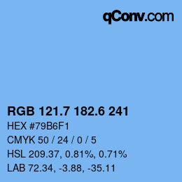カラーコード: RGB 121.7 182.6 241 | qconv.com