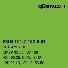 カラーコード: RGB 121.7 182.6 61 | qconv.com