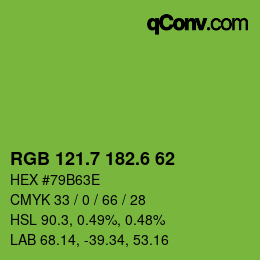 カラーコード: RGB 121.7 182.6 62 | qconv.com
