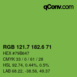 カラーコード: RGB 121.7 182.6 71 | qconv.com