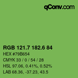 カラーコード: RGB 121.7 182.6 84 | qconv.com