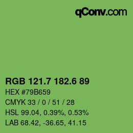カラーコード: RGB 121.7 182.6 89 | qconv.com