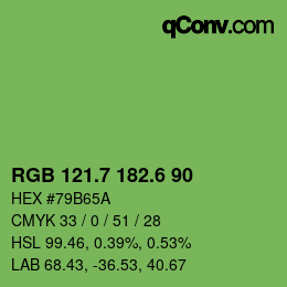 カラーコード: RGB 121.7 182.6 90 | qconv.com