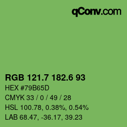 カラーコード: RGB 121.7 182.6 93 | qconv.com