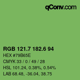 カラーコード: RGB 121.7 182.6 94 | qconv.com