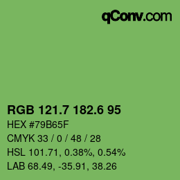 カラーコード: RGB 121.7 182.6 95 | qconv.com