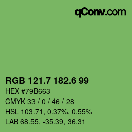 カラーコード: RGB 121.7 182.6 99 | qconv.com