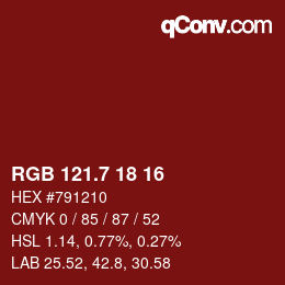カラーコード: RGB 121.7 18 16 | qconv.com