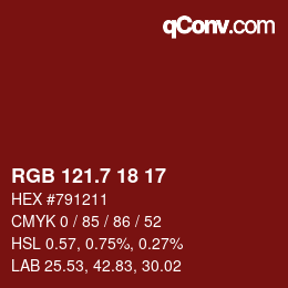 カラーコード: RGB 121.7 18 17 | qconv.com