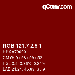カラーコード: RGB 121.7 2.6 1 | qconv.com