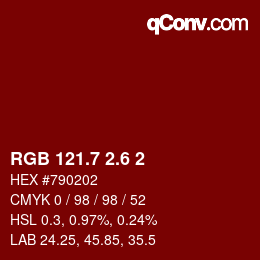カラーコード: RGB 121.7 2.6 2 | qconv.com