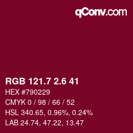 カラーコード: RGB 121.7 2.6 41 | qconv.com