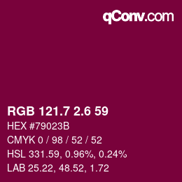 カラーコード: RGB 121.7 2.6 59 | qconv.com