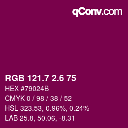 カラーコード: RGB 121.7 2.6 75 | qconv.com