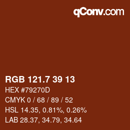 カラーコード: RGB 121.7 39 13 | qconv.com