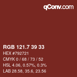 カラーコード: RGB 121.7 39 33 | qconv.com