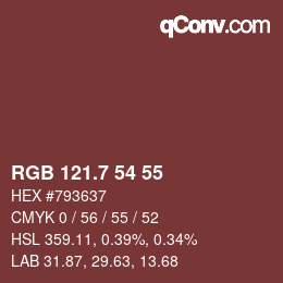 カラーコード: RGB 121.7 54 55 | qconv.com