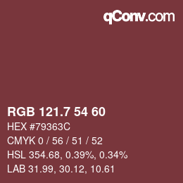 カラーコード: RGB 121.7 54 60 | qconv.com