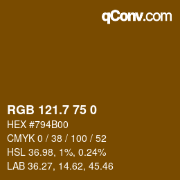 カラーコード: RGB 121.7 75 0 | qconv.com