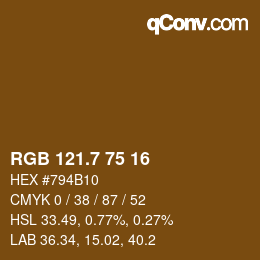 カラーコード: RGB 121.7 75 16 | qconv.com