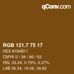 カラーコード: RGB 121.7 75 17 | qconv.com
