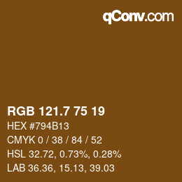 カラーコード: RGB 121.7 75 19 | qconv.com