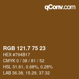 カラーコード: RGB 121.7 75 23 | qconv.com