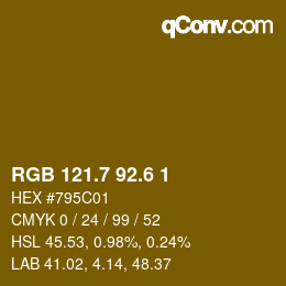 カラーコード: RGB 121.7 92.6 1 | qconv.com