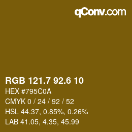カラーコード: RGB 121.7 92.6 10 | qconv.com