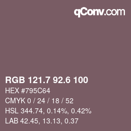 カラーコード: RGB 121.7 92.6 100 | qconv.com