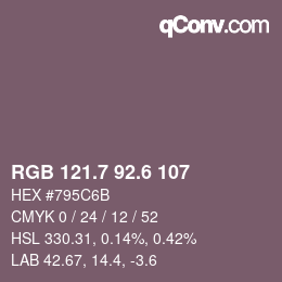 カラーコード: RGB 121.7 92.6 107 | qconv.com