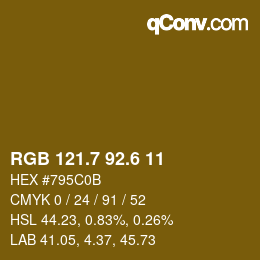 カラーコード: RGB 121.7 92.6 11 | qconv.com