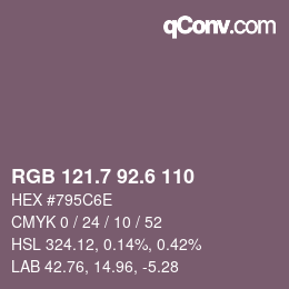 カラーコード: RGB 121.7 92.6 110 | qconv.com