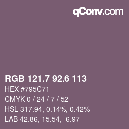 カラーコード: RGB 121.7 92.6 113 | qconv.com